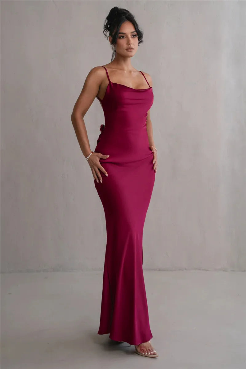 Elegant Backless Maxi Dress with Spaghetti Straps for Women - Image 40