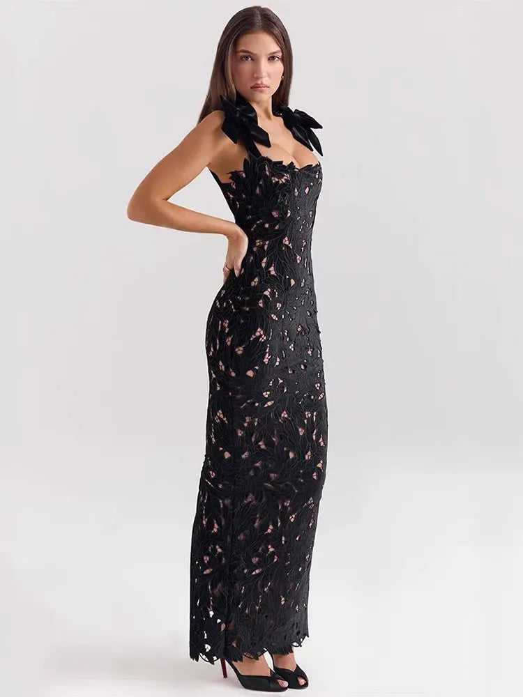 Sexy Backless Lace Maxi Dress for Women - Party Ready - Image 3