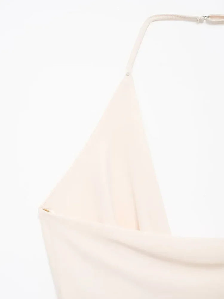 Elegant Backless Draped Halter Neck Long Dress - Image 10