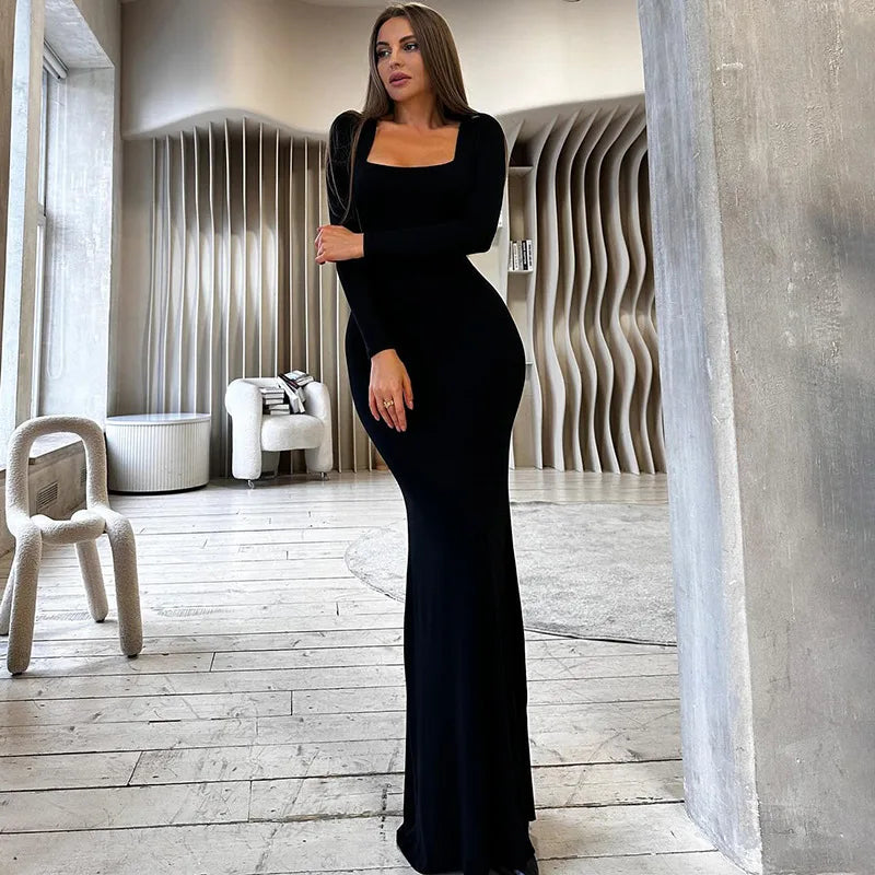 Autumn Slim Fit Backless Lace-Up Long Sleeve Dress - Image 19