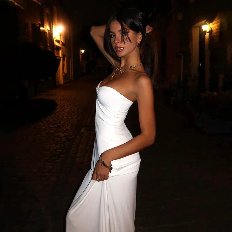 Chic Off-Shoulder Cut Out White Maxi Dress - Image 25