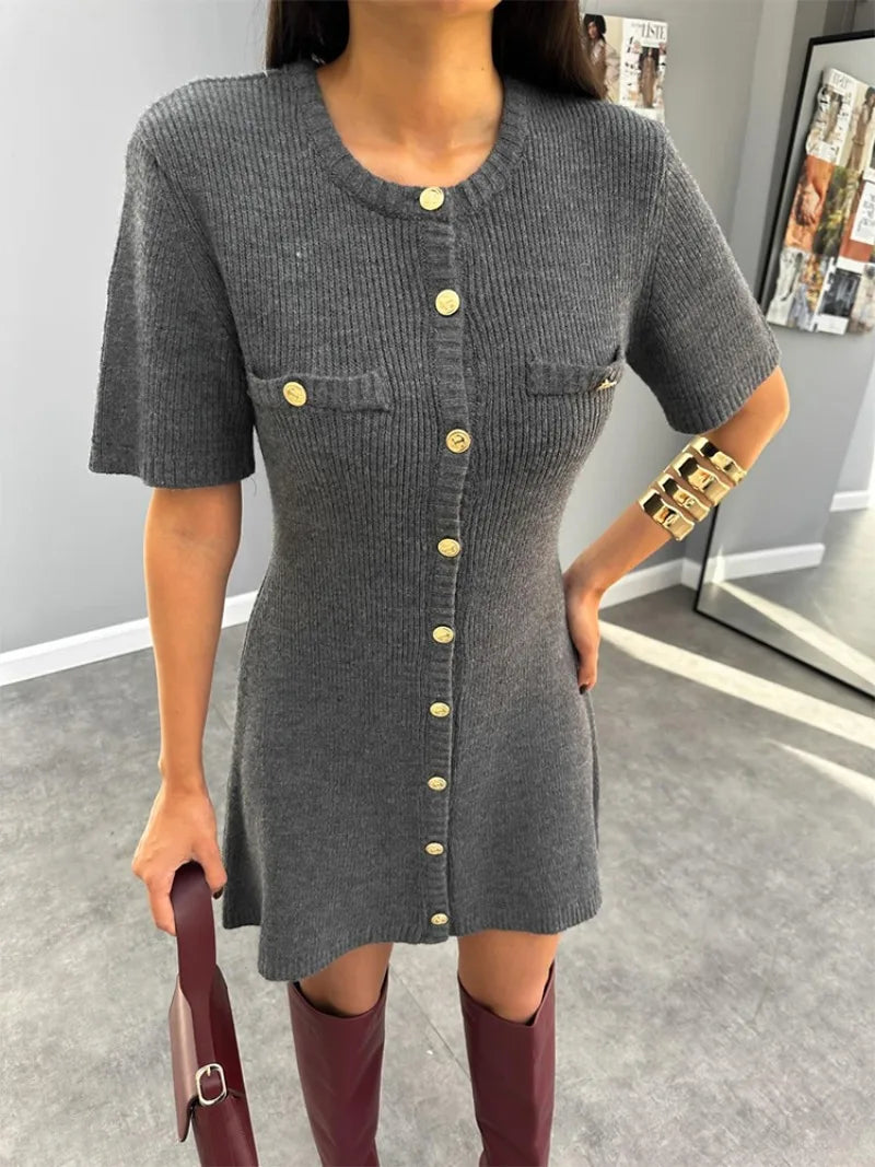 Elegant Mini Knit Dress for Women - Slim Fit Vacation Style - Image 29