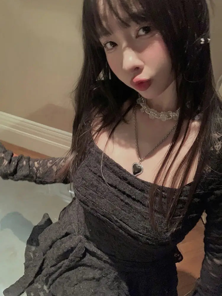 Square Collar Slim Waist Lace Casual Dress for Women - Image 37