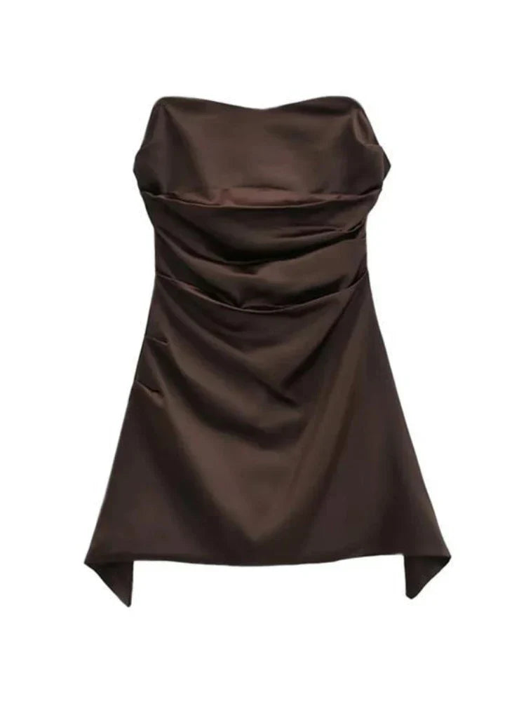 Satin Strapless Bodycon Mini Dress with Cutout Design - Image 22