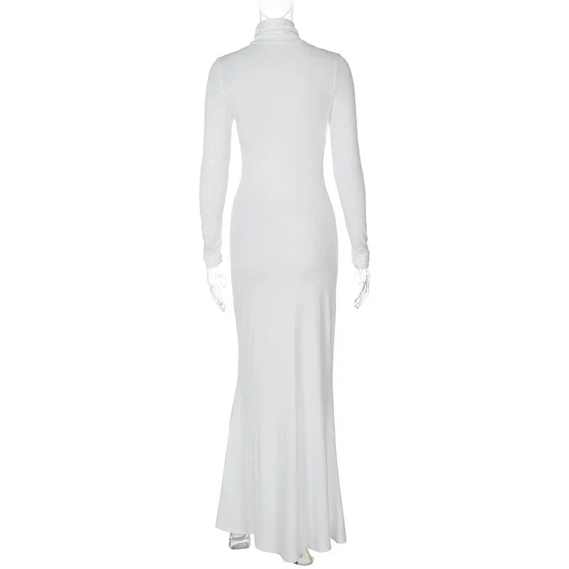 Stylish Long Sleeve Turtleneck Maxi Dress for Women - Image 14