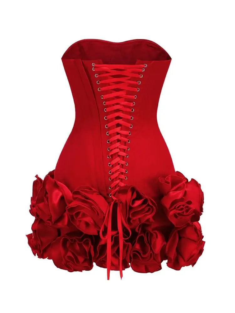 Red Strapless Mini Cocktail Dress for Women - Image 9