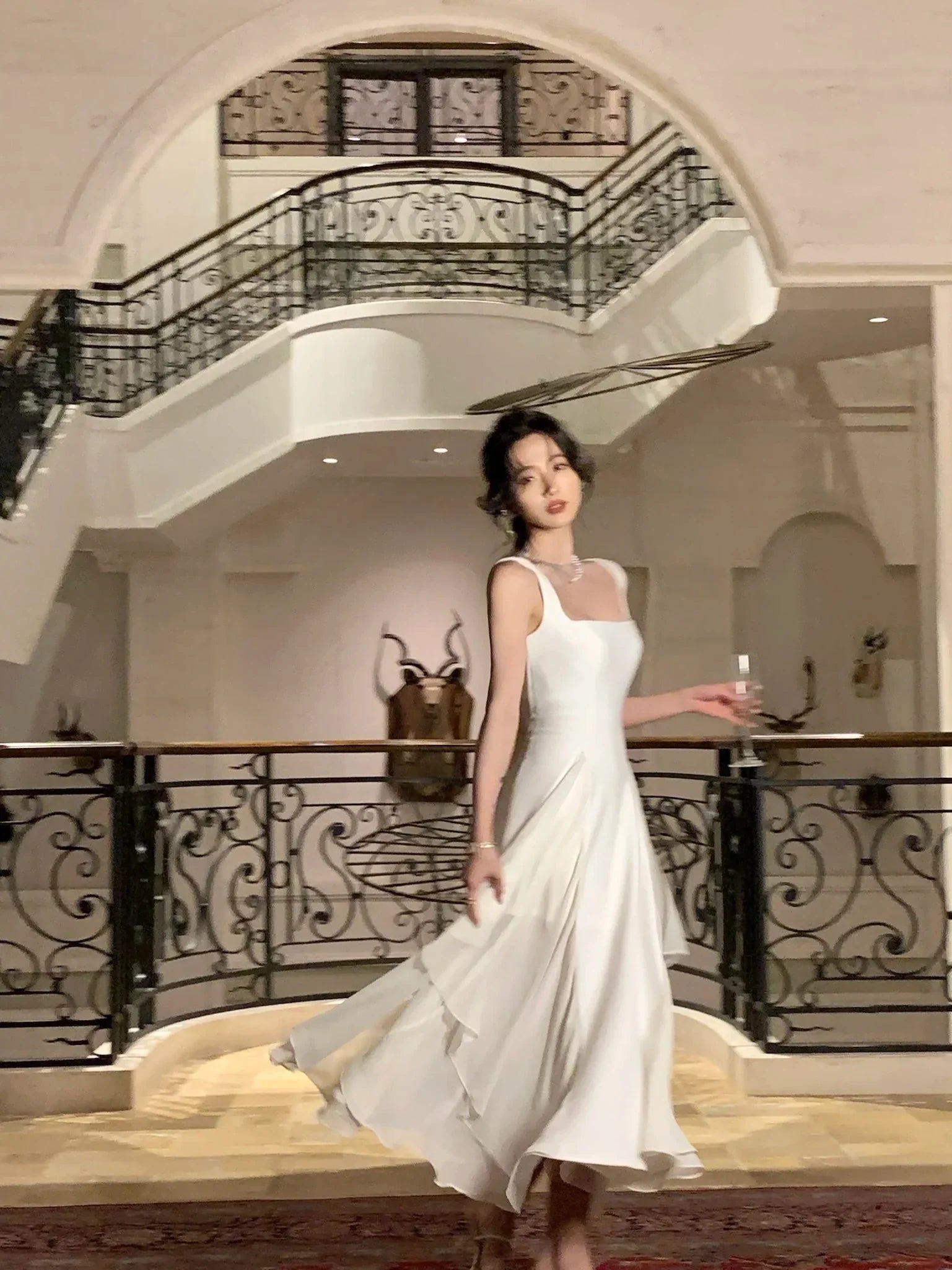 Elegant White Midi Dress with Ruffles for Summer Parties - Image 12