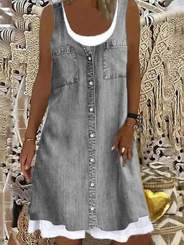 Summer Sleeveless Printed Two-Piece Style Casual Dress - Image 7