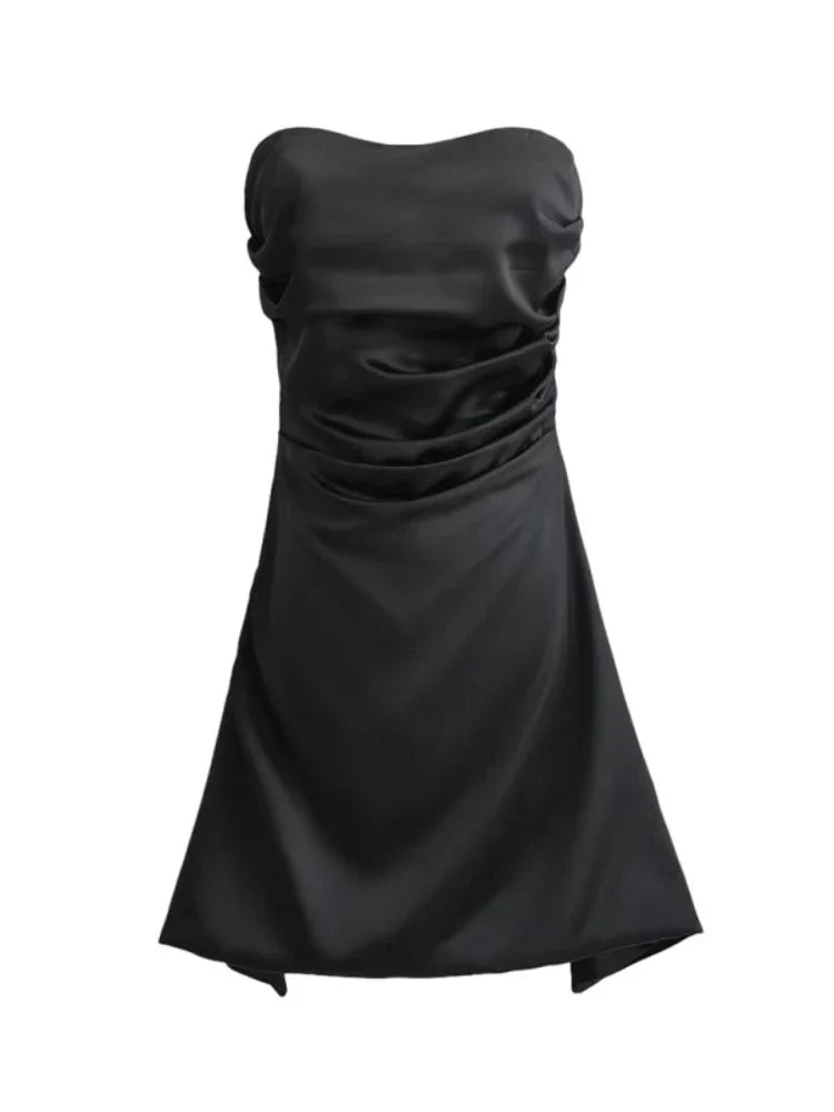 Satin Strapless Bodycon Mini Dress with Cutout Design - Image 17