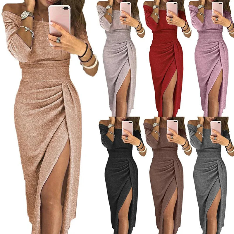 Elegant Off-Shoulder Long Dress for Evening Parties - Image 8