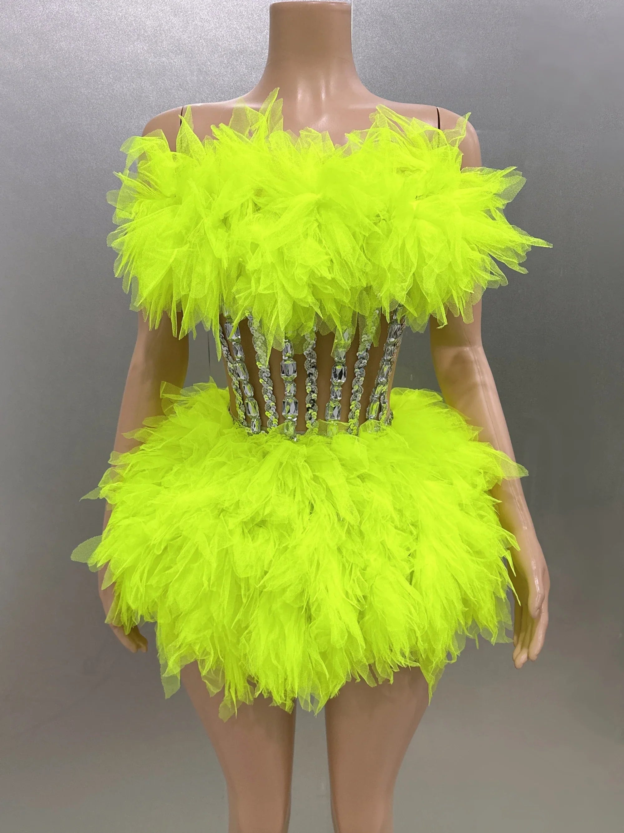 Glamorous Strapless Mesh Ruffle Mini Dress for Parties - Image 5