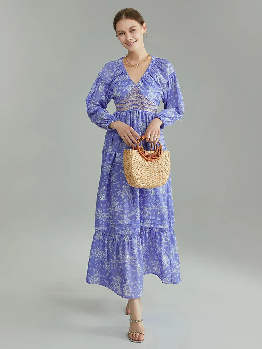 Bohemian Floral Print Flowy Beach Dress for Women - Image 12