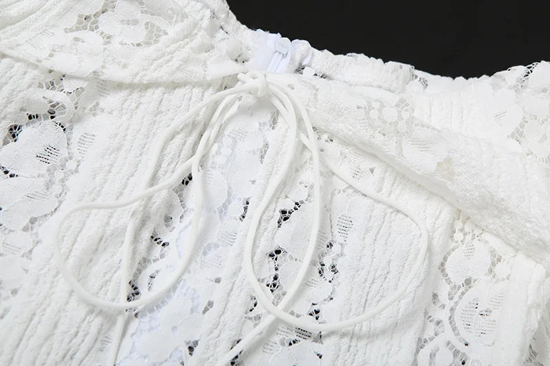 Elegant White Floral Lace Off-Shoulder Maxi Dress for Women - Image 11