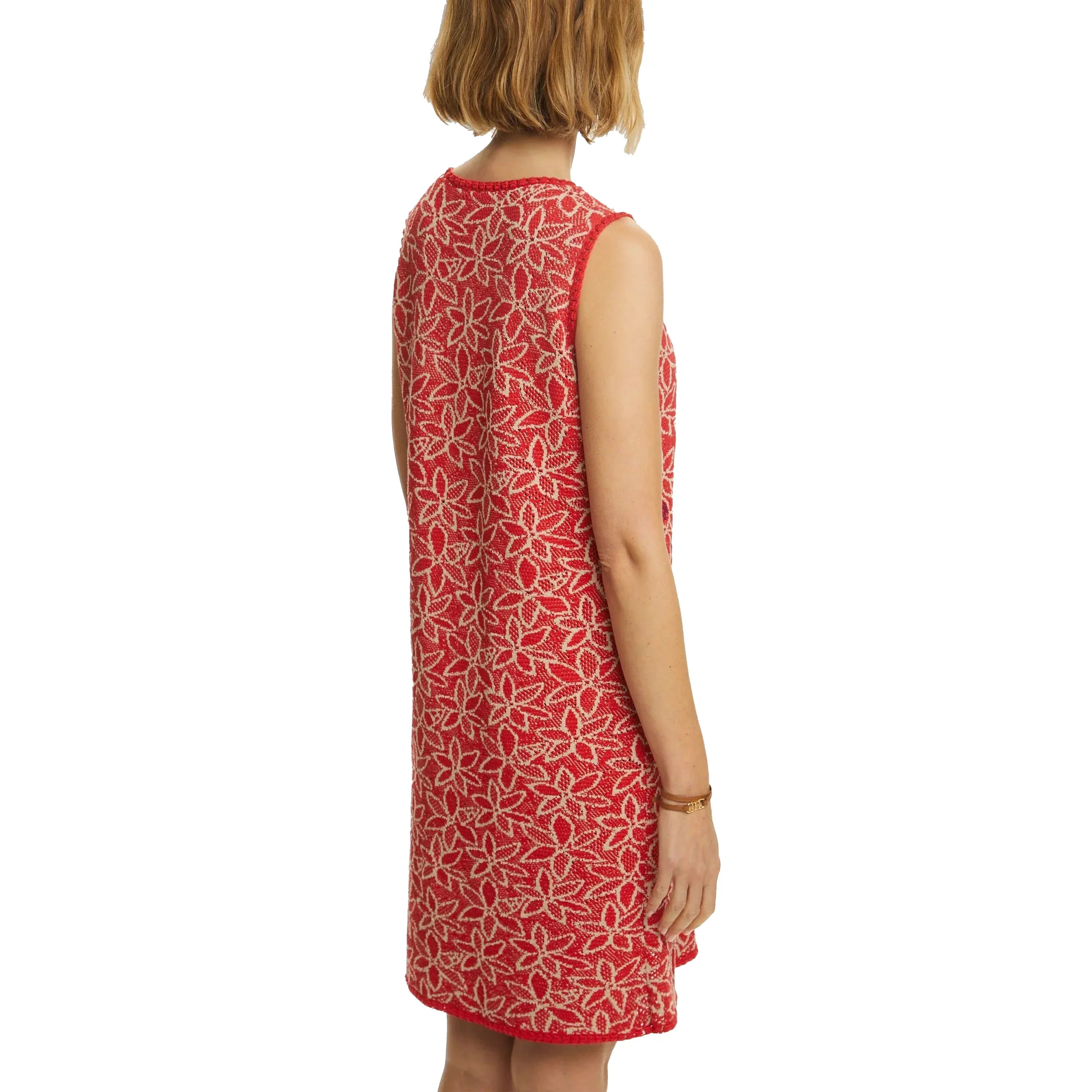 Floral Sleeved Knit Dress with Pockets for Office Use - Image 4