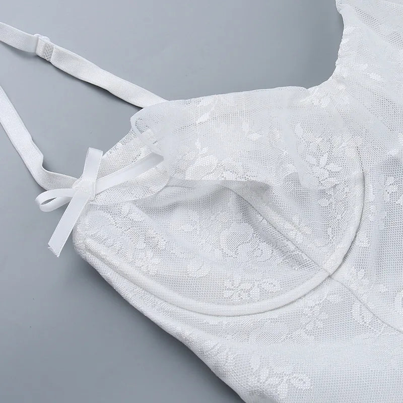 Seductive Ruffled Lace Suspender Dress for Women - Image 16