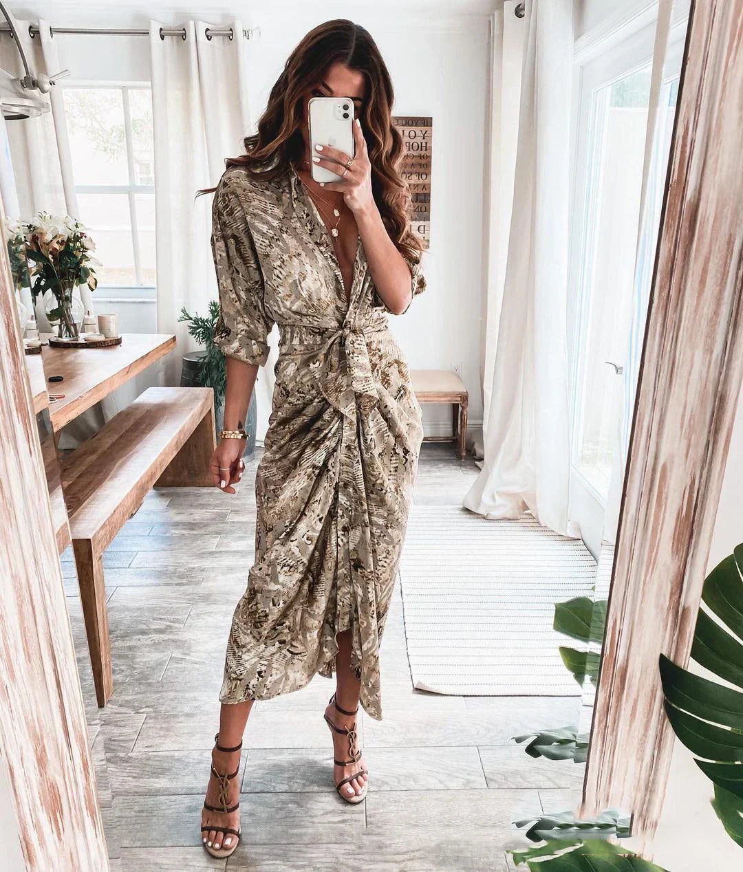 Elegant Summer Short Sleeve Ruched Shirt Dress for Women - Image 10