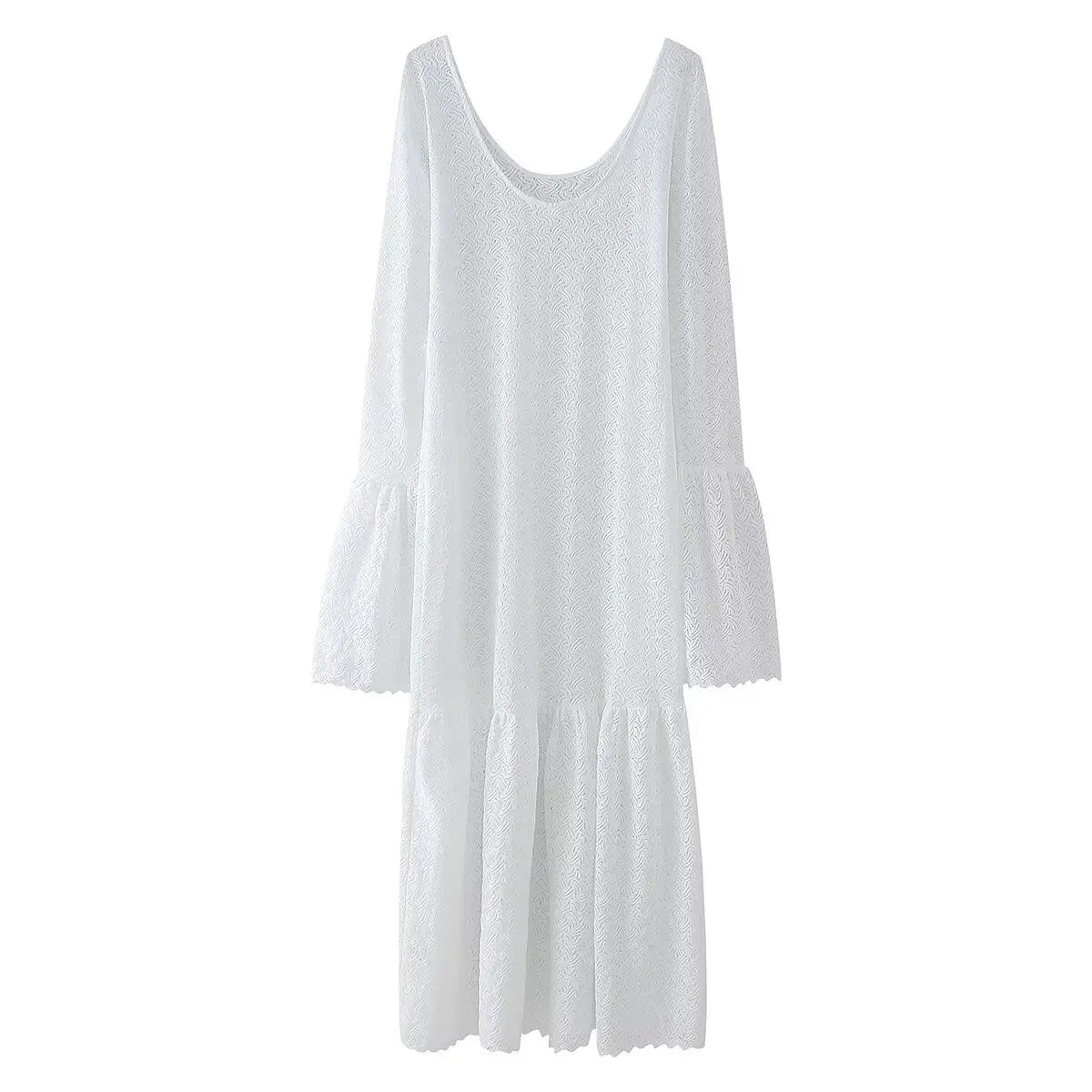 Chic Hollow Out Maxi Dress with Flare Sleeves - Image 13