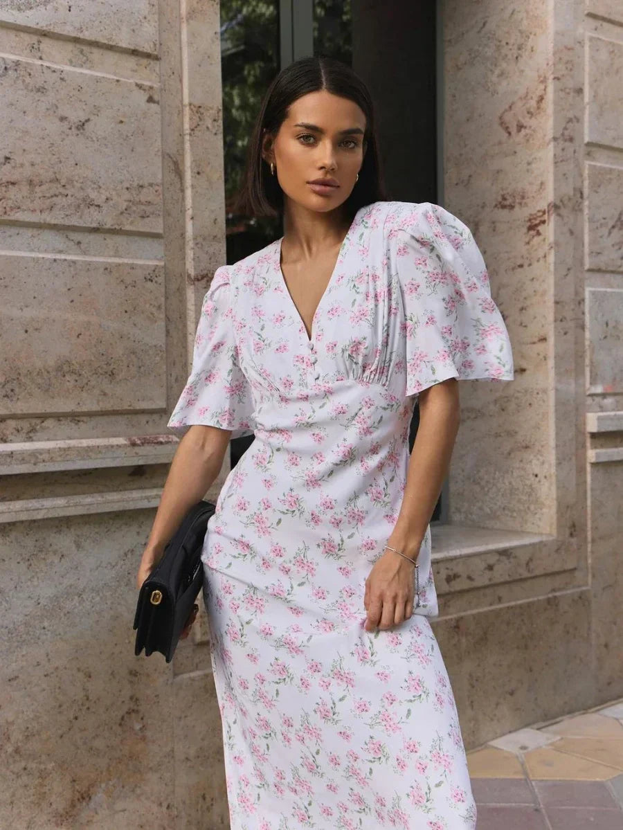 Elegant V-Neck Summer Printed Dress for Women - Image 10