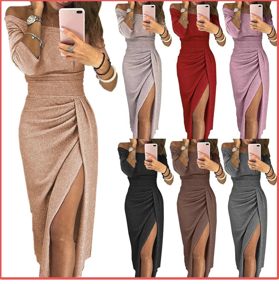 Elegant Off-Shoulder Long Dress for Evening Parties - Image 10
