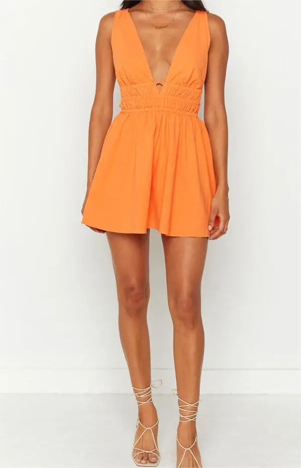 Backless Floral Print Mini Dress for Summer Parties - Image 35