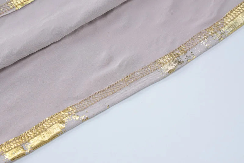 Elegant Gold Foil Bodycon Maxi Dress for Parties - Image 18