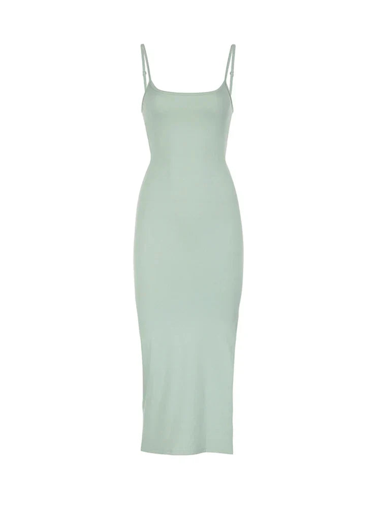 Elegant Backless Split Maxi Dress with Adjustable Straps - Image 6