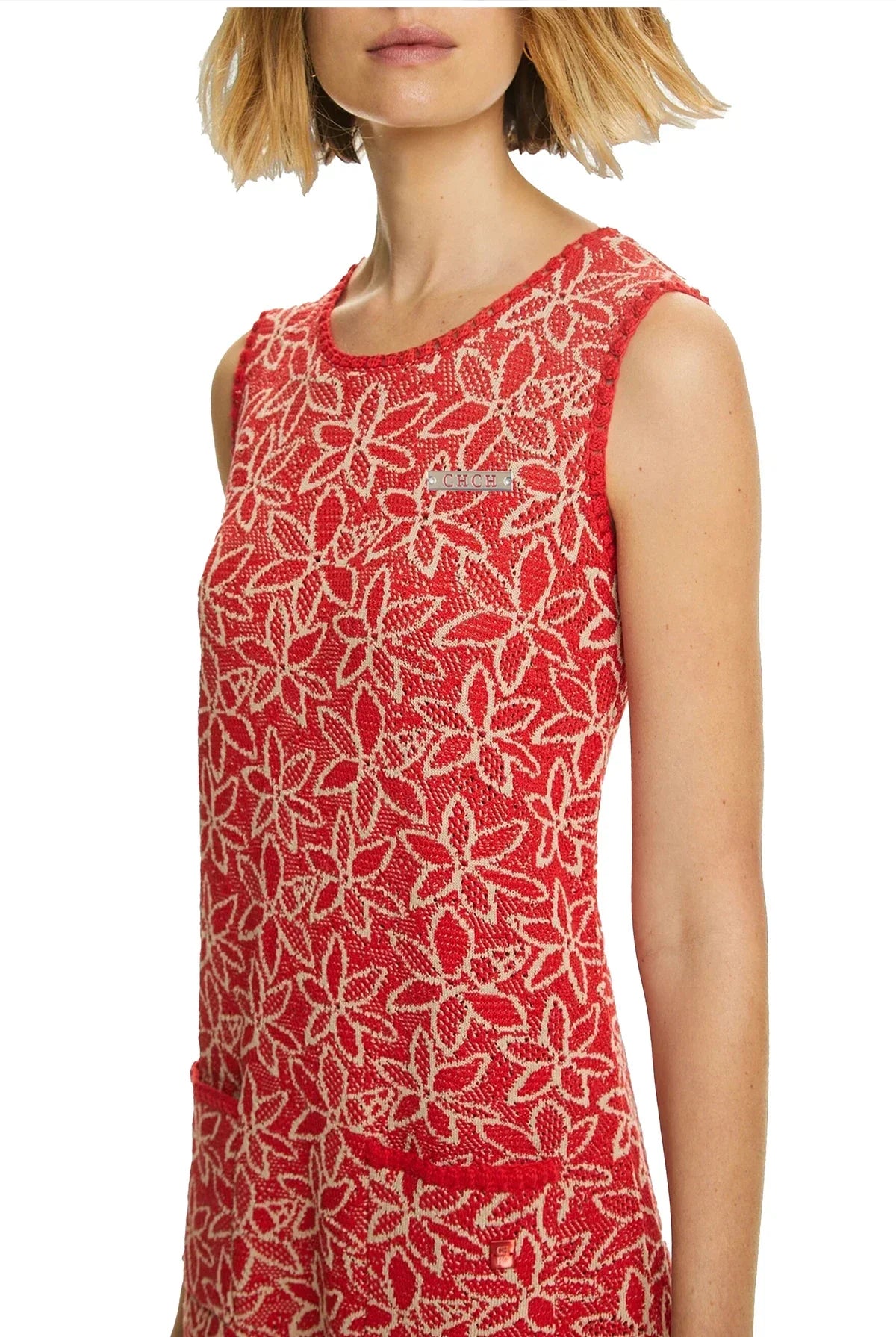 Floral Sleeved Knit Dress with Pockets for Office Use - Image 12