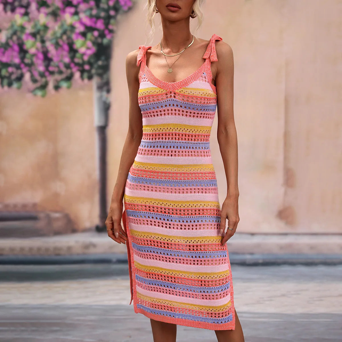 Gigi - Crocheted knit midi dress with ruffle details on the shoulders - Image 11