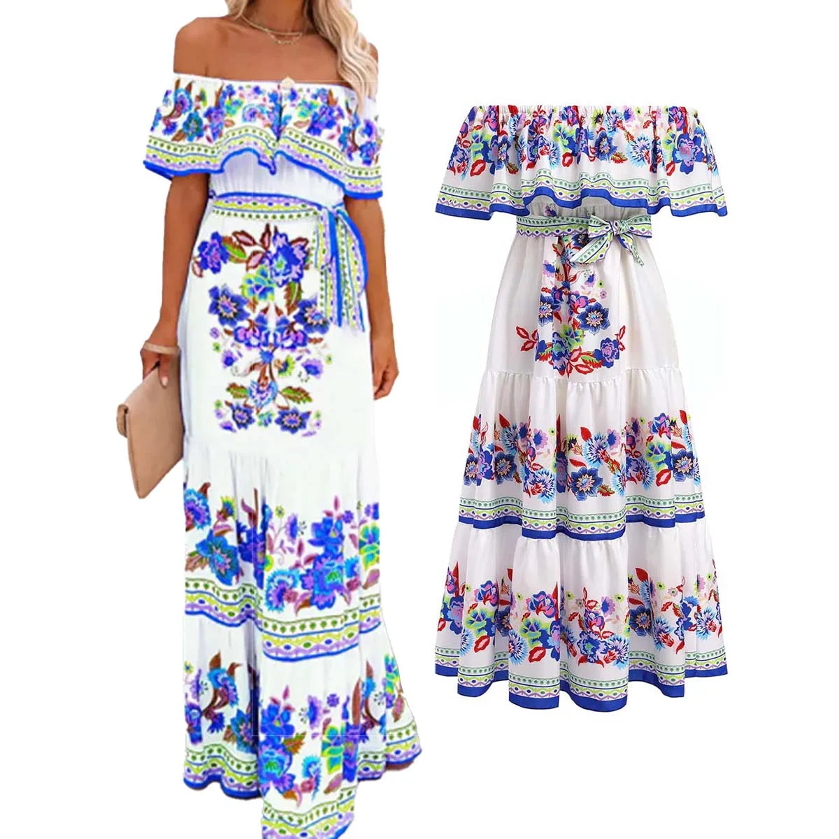 Women's Off-Shoulder Floral Print Cinco de Mayo Dress - Image 10