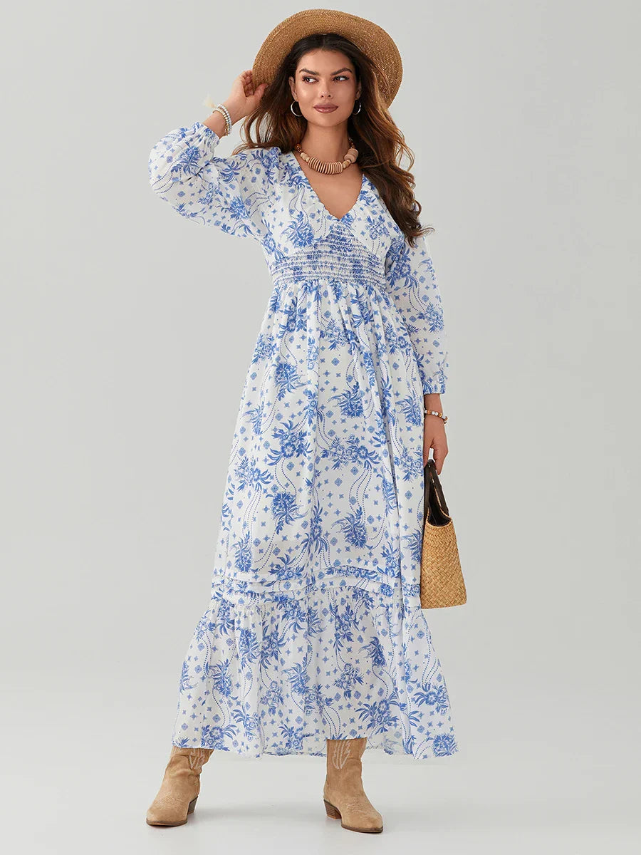 Bohemian Floral Print Flowy Beach Dress for Women - Image 74