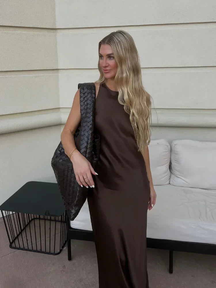 Elegant Satin Midi Dress for Stylish Women - Image 7