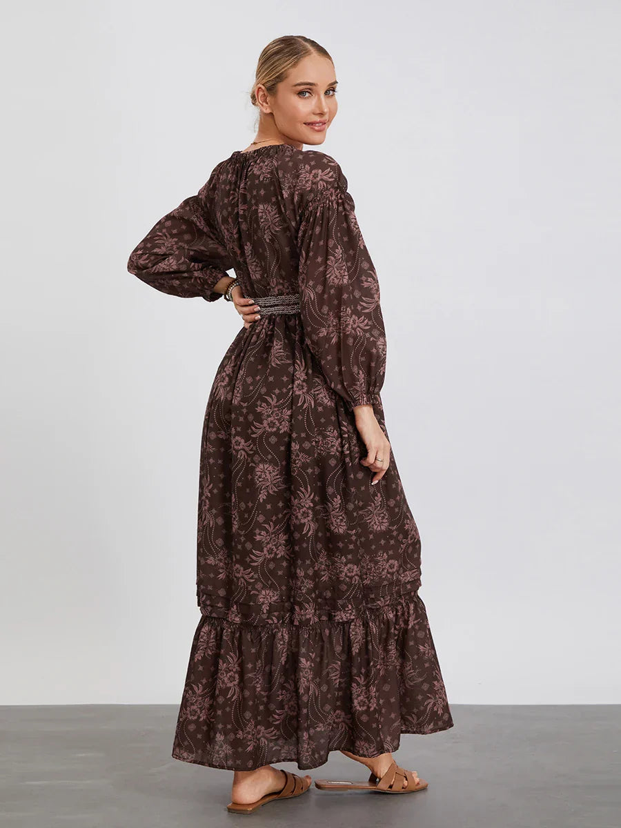 Bohemian Floral Print Flowy Beach Dress for Women - Image 99