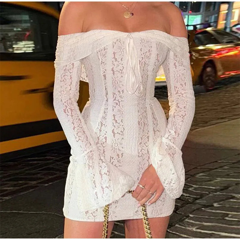 Elegant White Floral Lace Off-Shoulder Maxi Dress for Women - Image 38