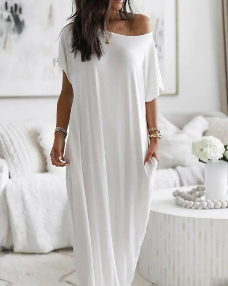 Casual Short Sleeve Dress with Pockets for Women - Image 3
