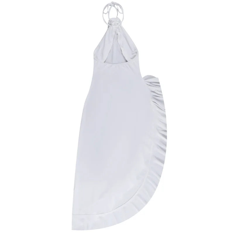 Elegant Backless Floral Ruffle Dress with Slit Detail - Image 25