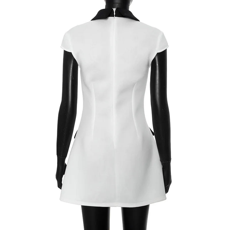 Elegant White Short Sleeve Mini Dress for Summer Parties - Image 22