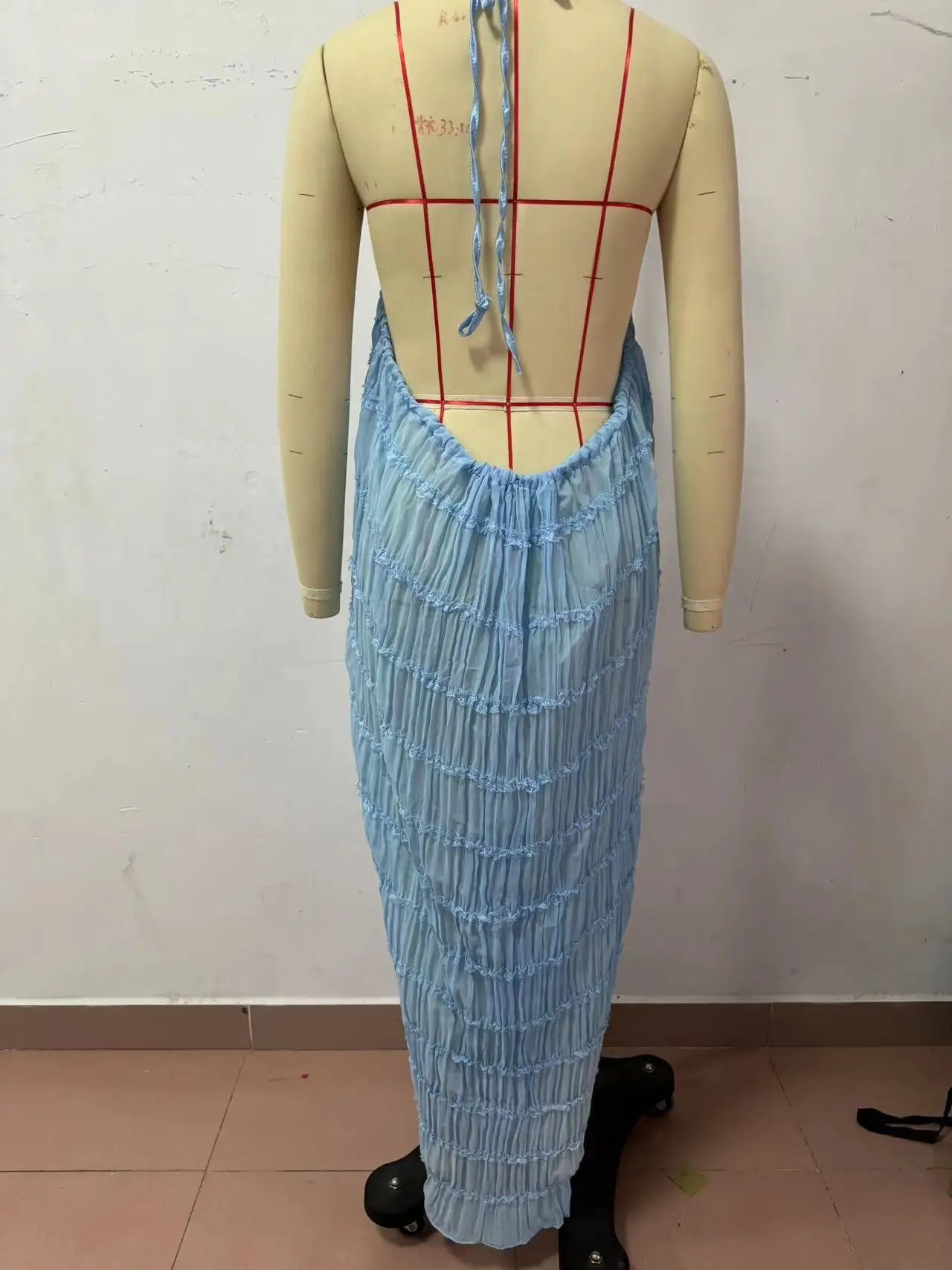 Sexy Backless Mesh Lace-Up Beach Maxi Dress - Image 9