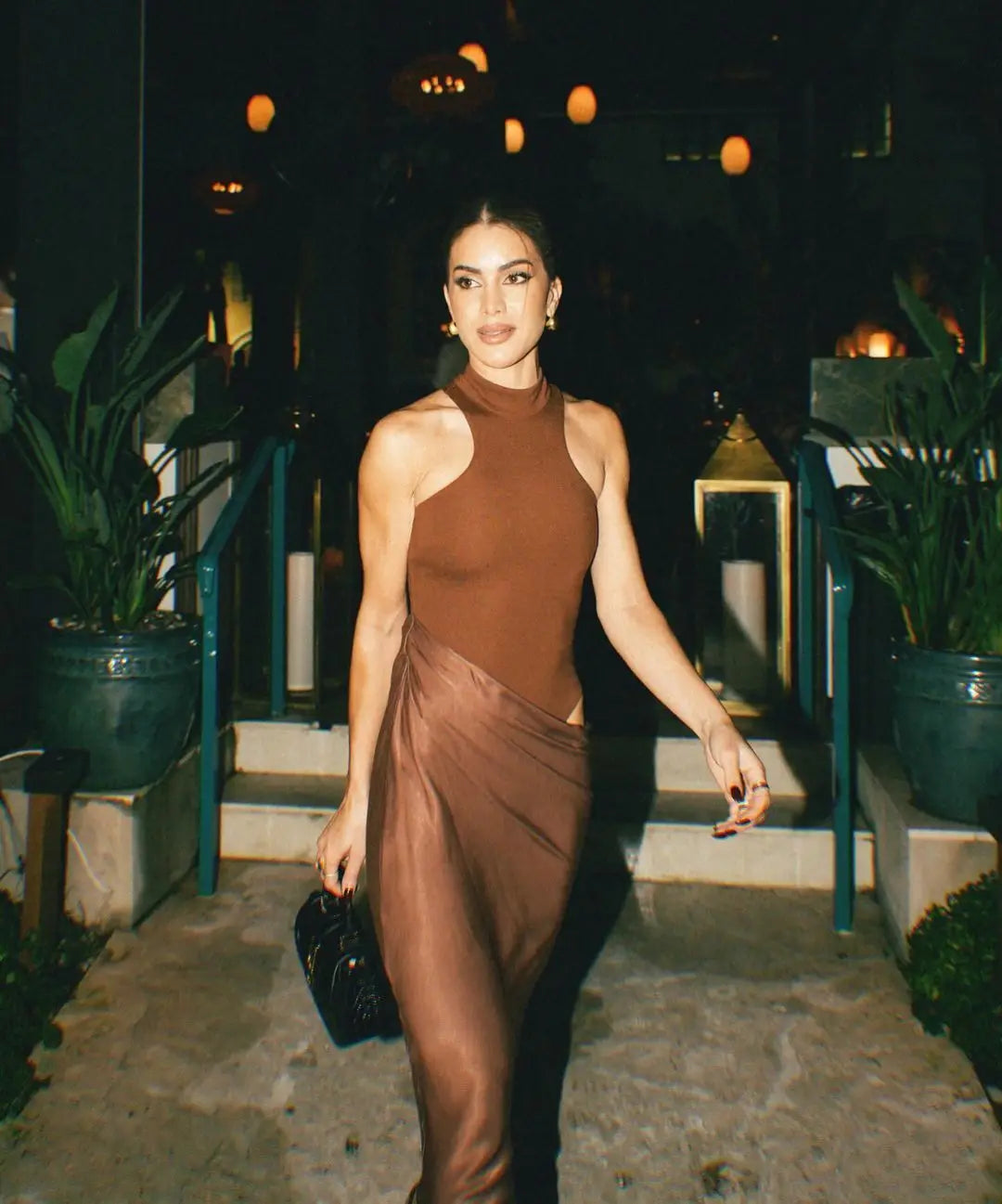 Elegant Sleeveless Satin Patchwork Hollow Out Dress for Women - Image 52