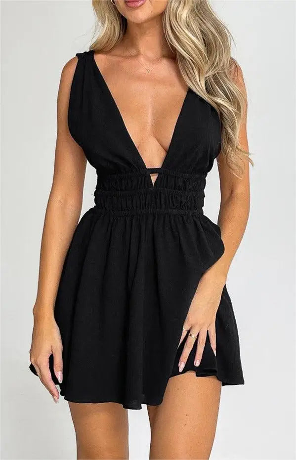 Backless Floral Print Mini Dress for Summer Parties - Image 30