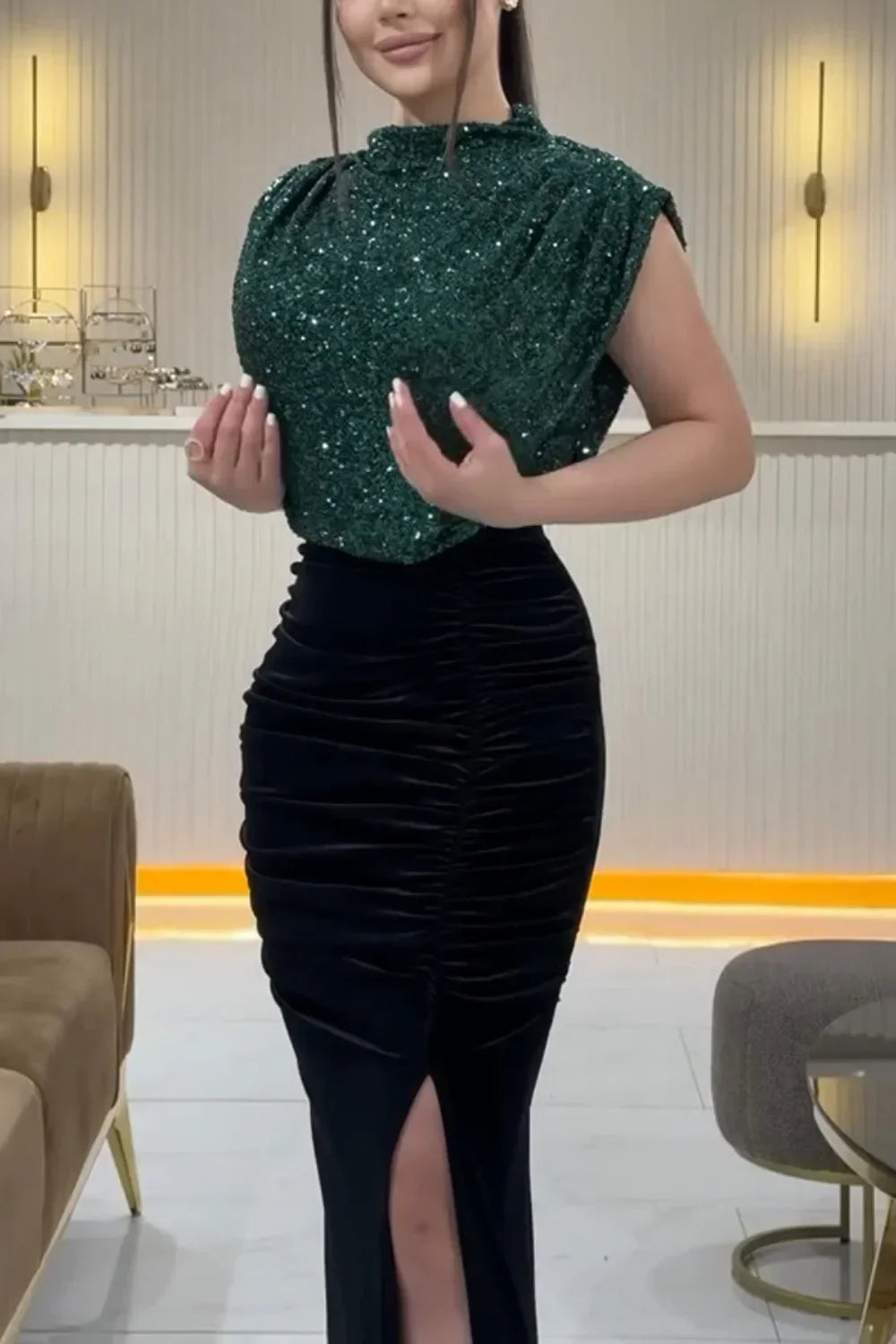 Elegant Slim Fit Sequin Party Dress for Women - Image 7