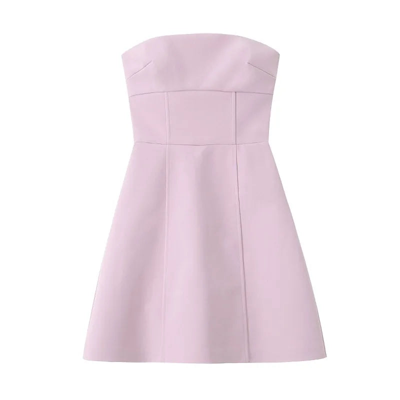Pink Off-Shoulder Mini Tube Dress for Casual Parties - Image 14