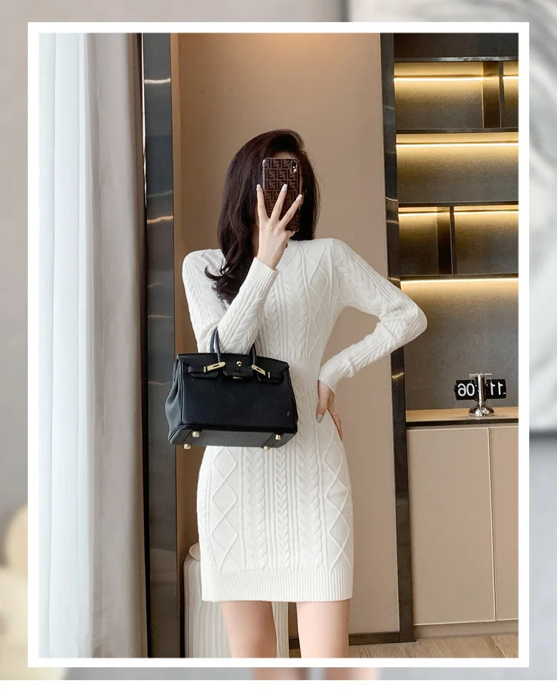 Soft Cozy Wool Knit Mini Dress for Autumn/Winter - Image 21