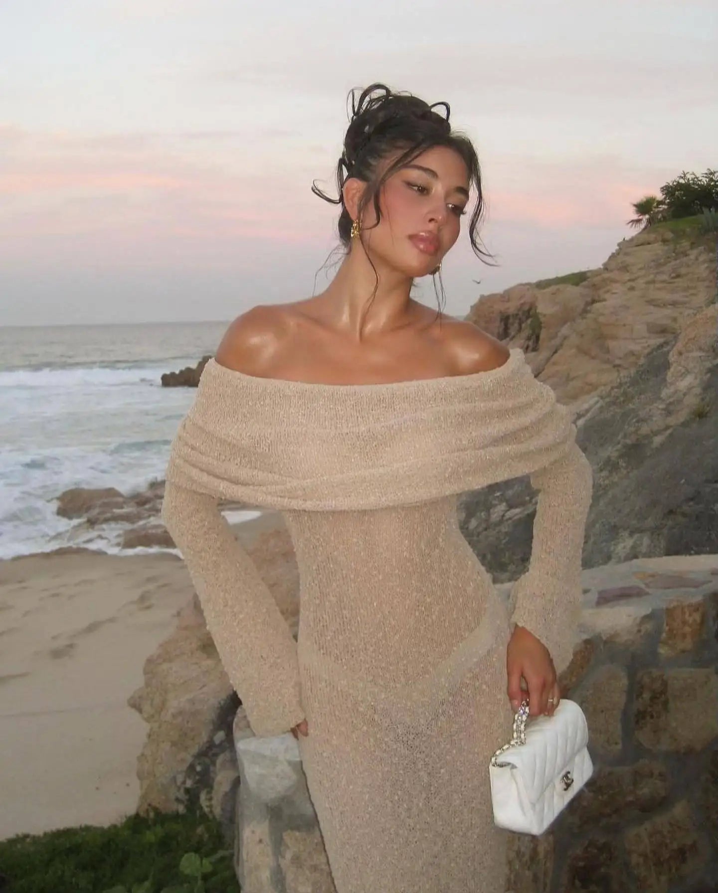 Elegant Summer Maxi Dress with Long Sleeves and Sheer Style - Image 3