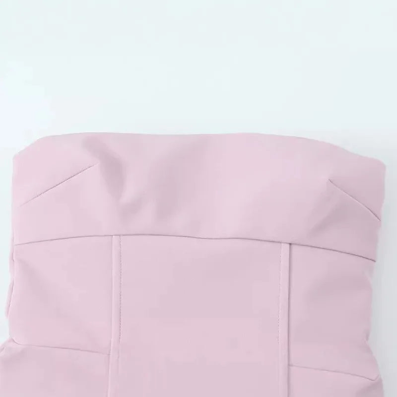 Pink Off-Shoulder Mini Tube Dress for Casual Parties - Image 16