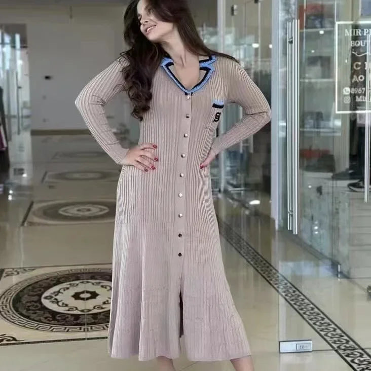 Autumn Elegant Slim Knitted Long Dress for Women - Image 18