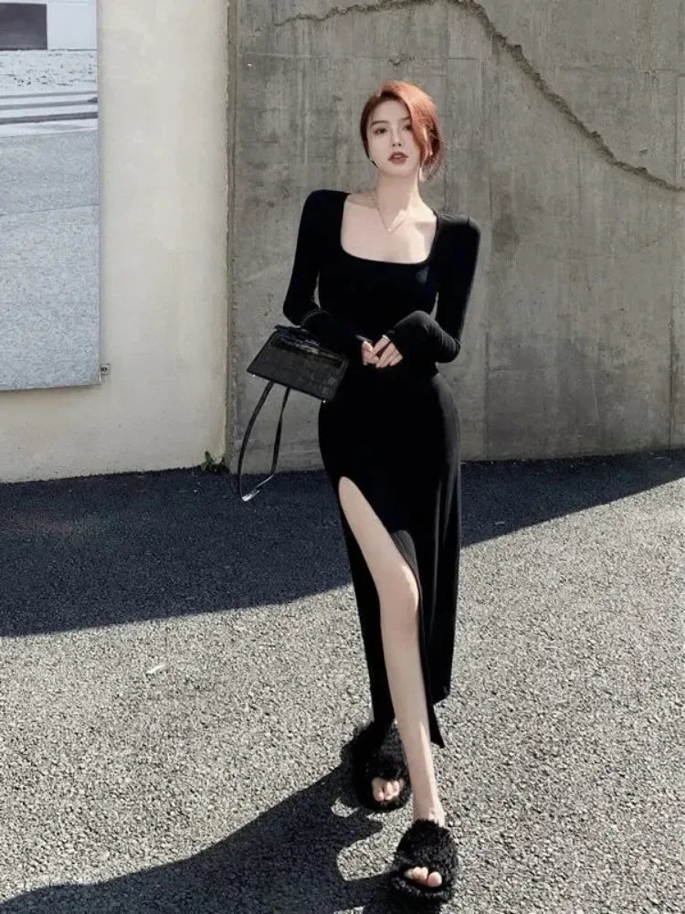 Chic Y2K Long Sleeve Maxi Dress for Women - Image 4