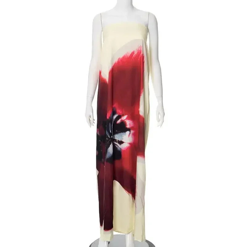 Floral Strapless Loose Maxi Dress for Women - Image 9