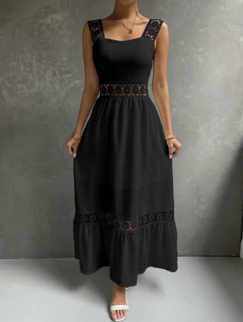 Elegant Hollow Out Lace Spaghetti Strap Summer Dress - Image 8