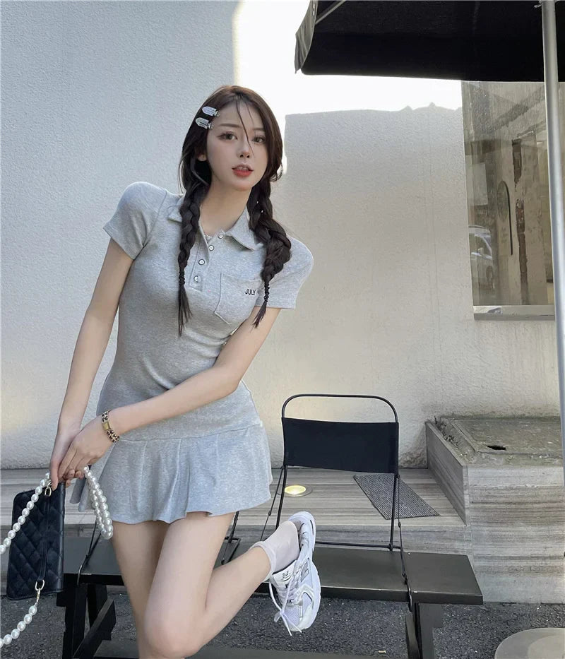 Trendy Women's Fishtail Polo Dress with Embroidery Details - Image 23