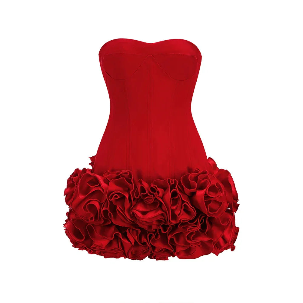 Red Strapless Mini Cocktail Dress for Women - Image 6